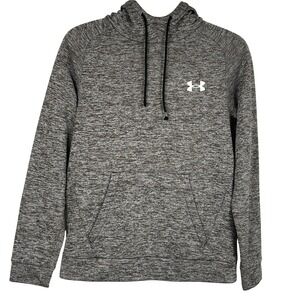 Under Armour Mens Small Gray Space Dye Heather Fleece Hoodie Loose Fit Pullover